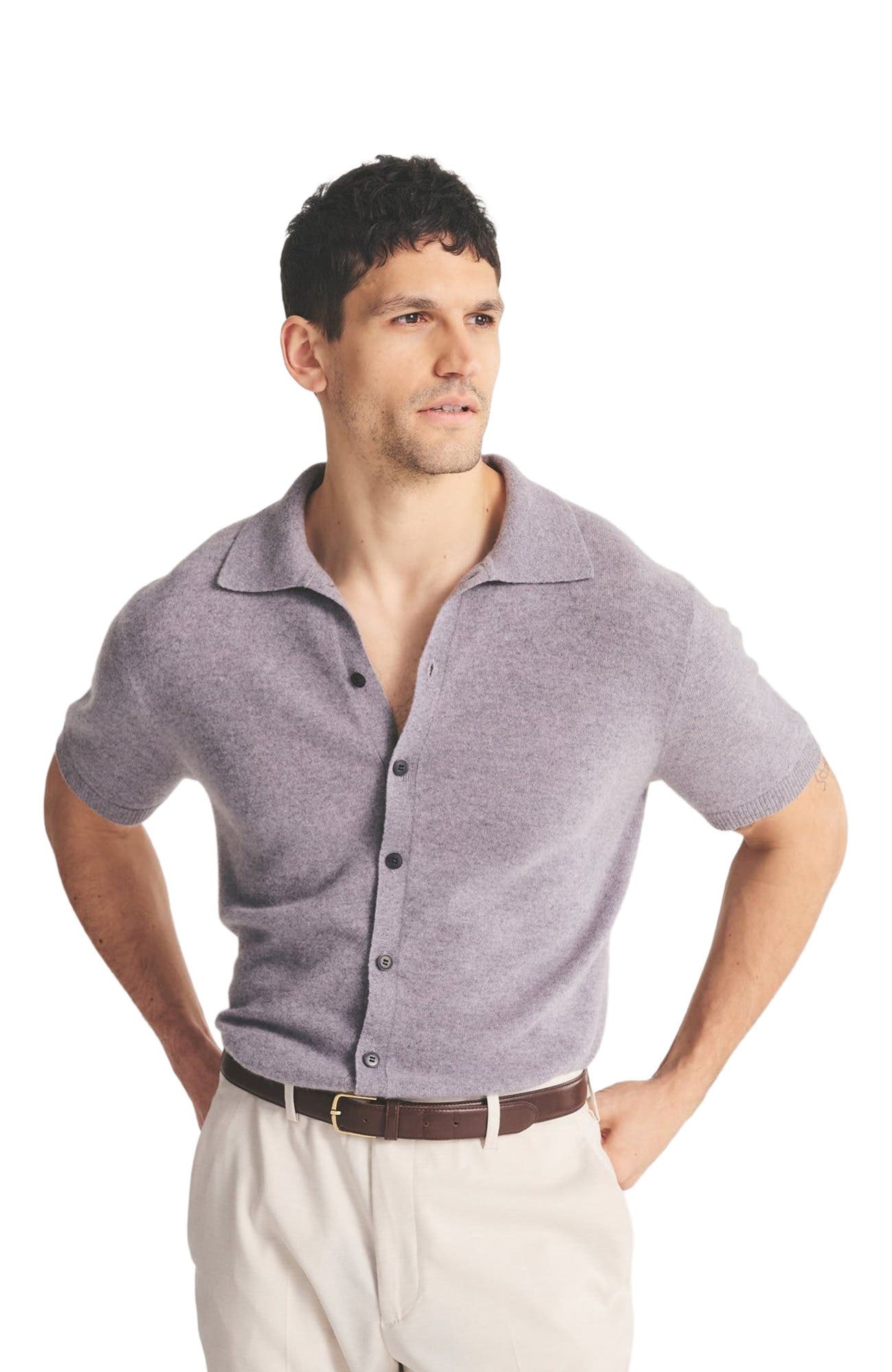 Signature Cashmere Short Sleeve Button Down - image 3