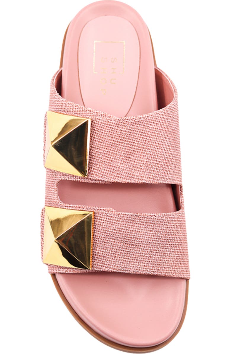 SHUSHOP Bernarda Studded Slide Sandal, Alternate, color, Blush Woven