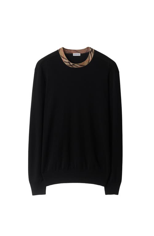 Burberry Crew Neck Knitwear With Distinctive Patterned Collar