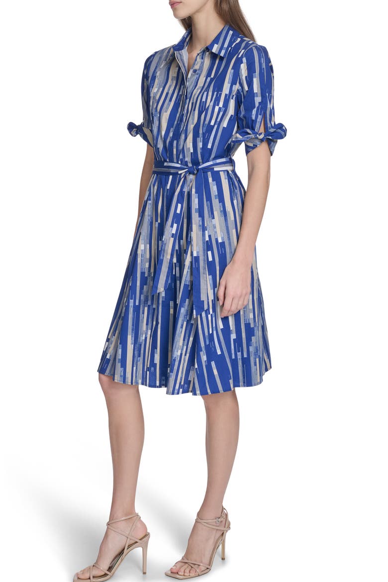 Short Sleeve Cotton Shirtdress, Alternate, color, ULTRAMARINE MULTI