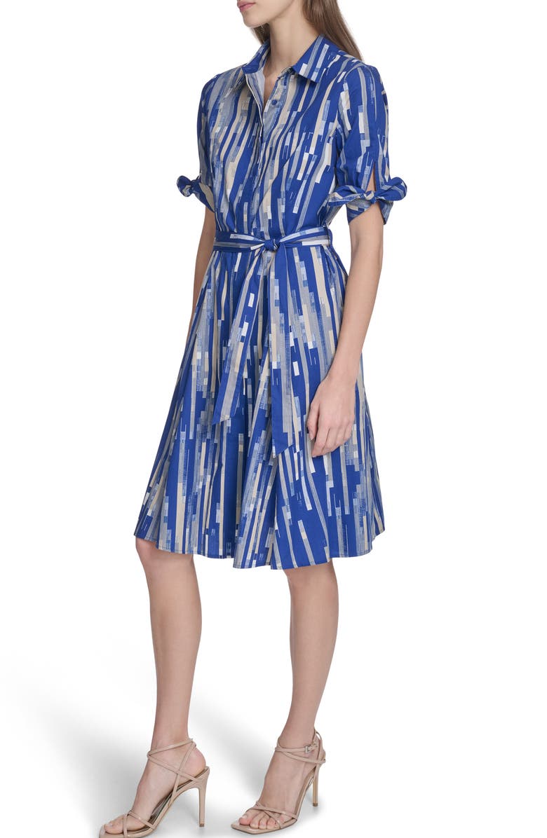 Calvin Klein Short Sleeve Cotton Shirtdress, Alternate, color, Ultramarine Multi
