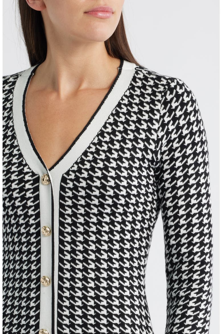 Houndstooth Long Sleeve Sweater Dress, Alternate, color, BLACK/ WHITE