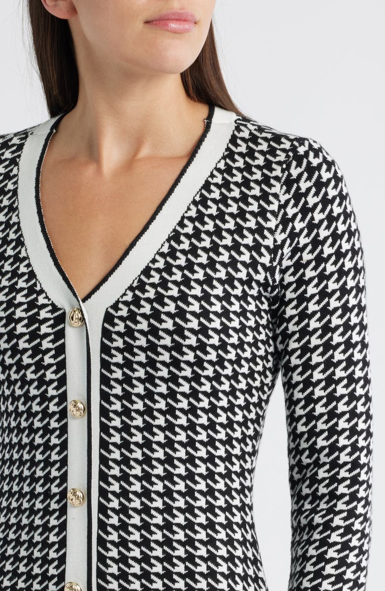 ZOE AND CLAIRE Houndstooth Long Sleeve Sweater Dress, Alternate, color, Black/ White