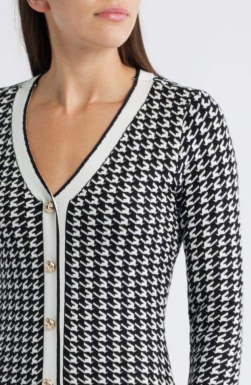 Zoe And Claire Houndstooth Long Sleeve Sweater Dress In Multi