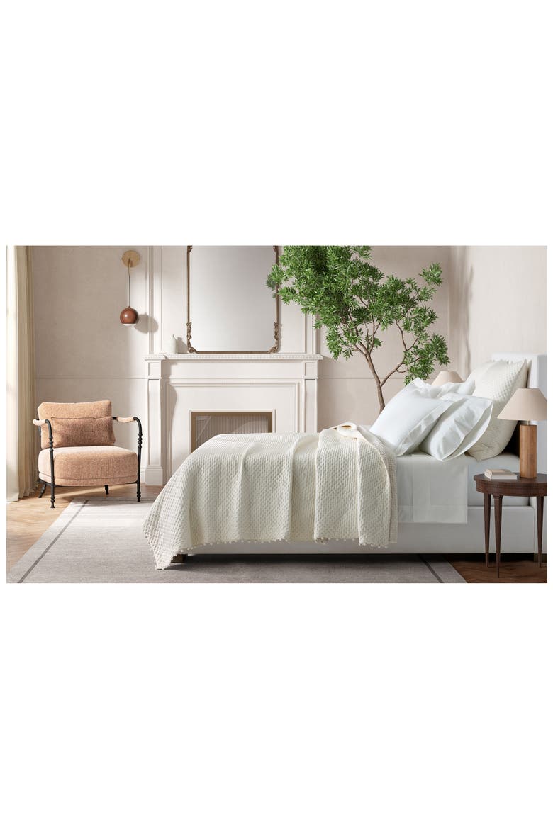 Margaret Pompom Quilted Silk Comforter, Alternate, color, ABALONE
