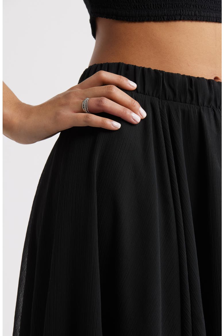 Boho Ruffle Trim Maxi Skirt, Alternate, color, BLACK