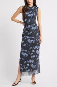 Open Edit Mesh Body-Con Maxi Dress