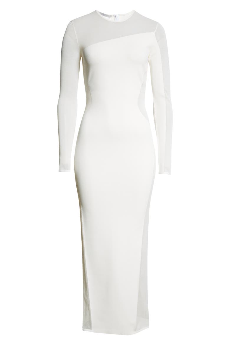 Long Sleeve Compact Knit Miracle Dress, Alternate, color, PURE WHITE