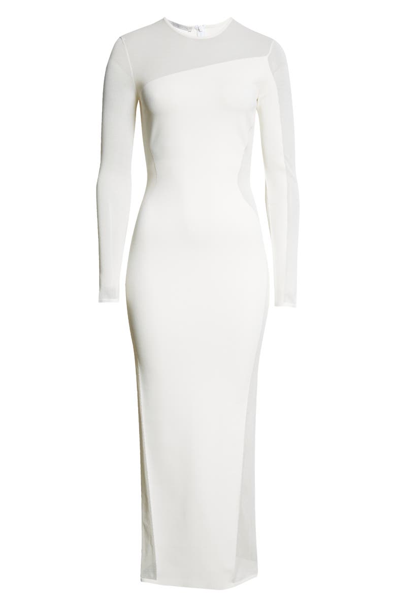 Stella McCartney Long Sleeve Compact Knit Miracle Dress, Alternate, color, Pure White