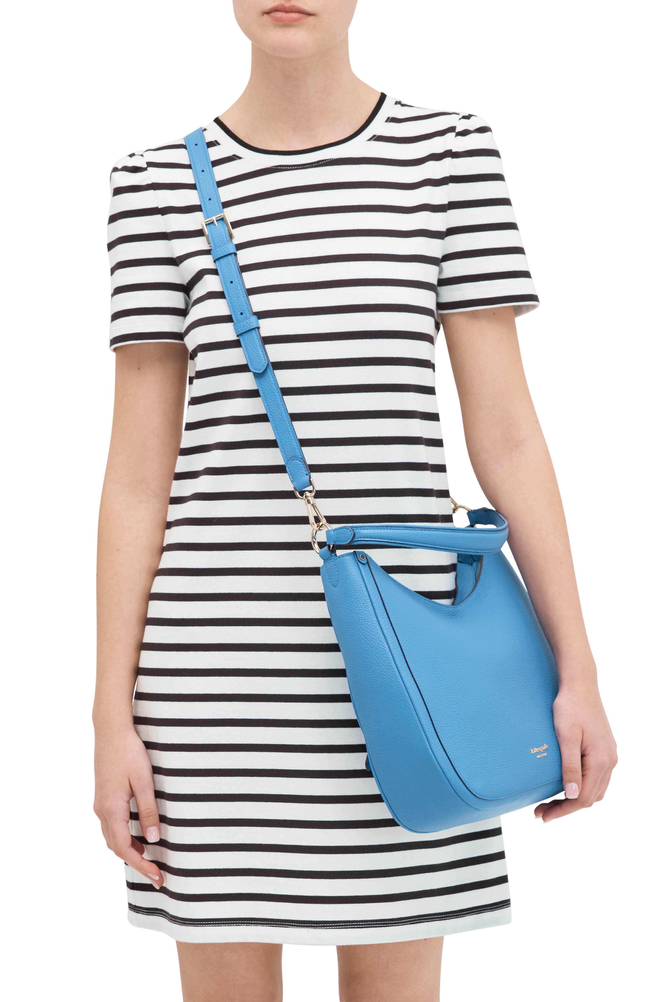 roulette large leather hobo bag, Alternate, color, DEEP CORNFLOWER