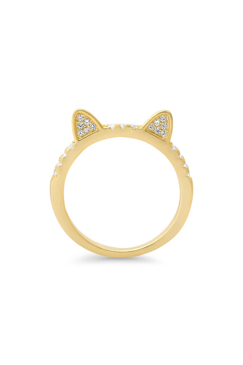 CZ Pavé Kitty Cat Ring, Alternate, color, GOLD