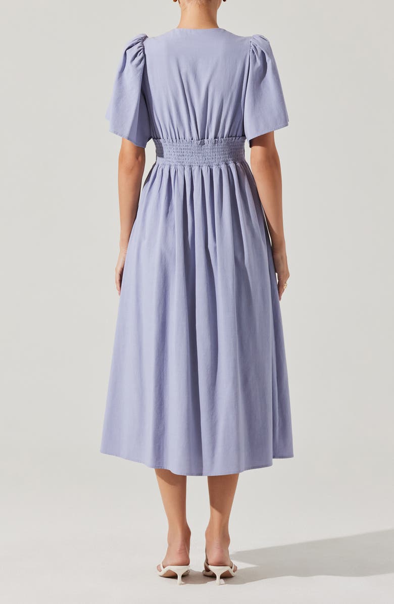 ASTR the Label Hadleigh Scallop Detail Cotton Blend Midi Dress, Alternate, color, Periwinkle Blue