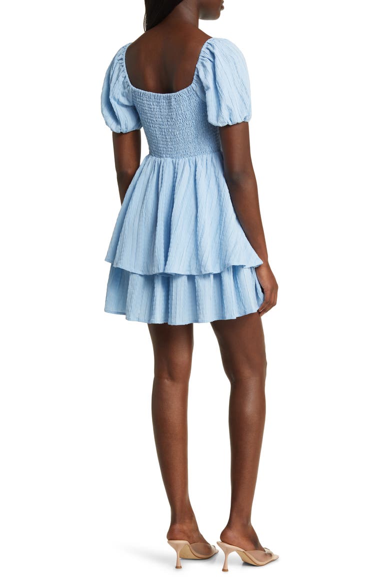 Crinkle Tiered Minidress, Alternate, color, BLUE