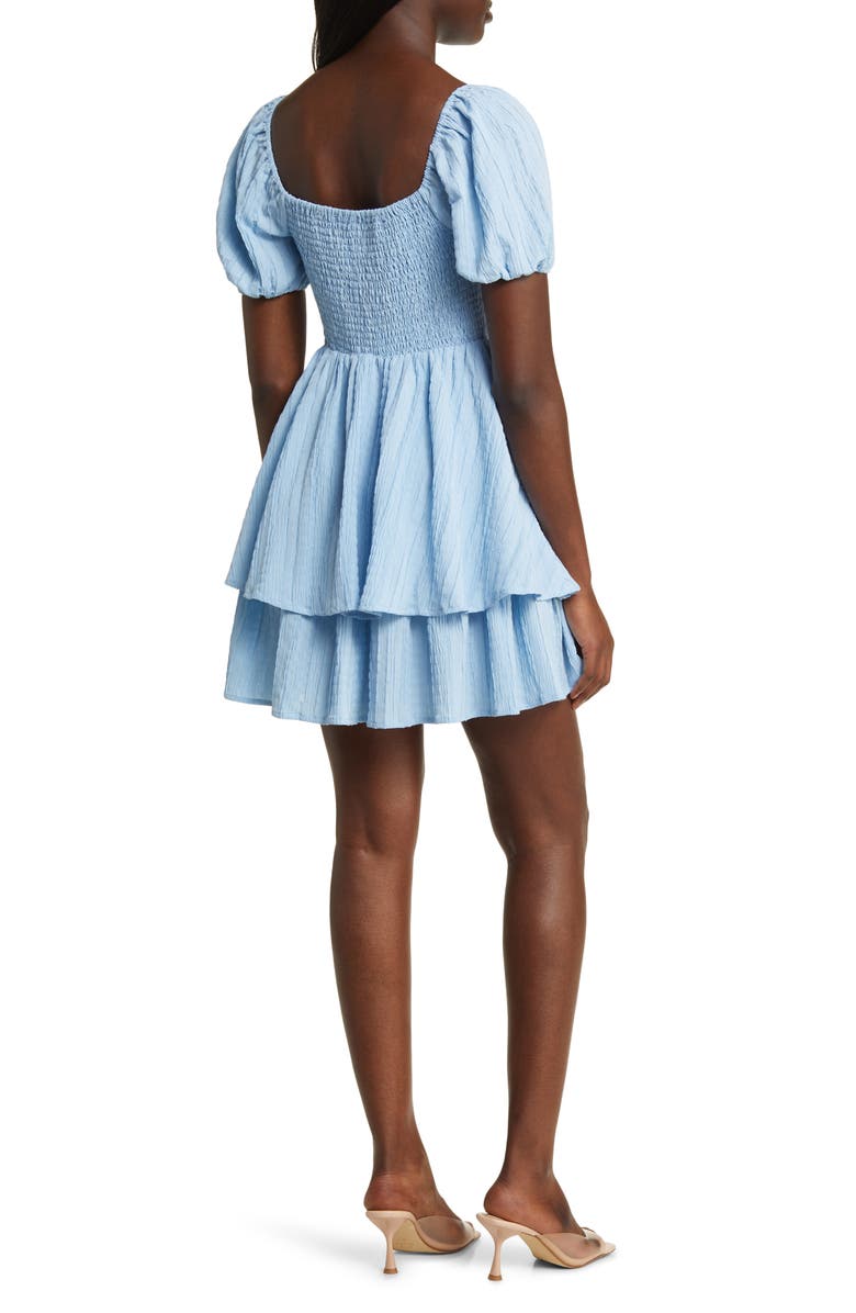 All in Favor Crinkle Tiered Minidress, Alternate, color, Blue