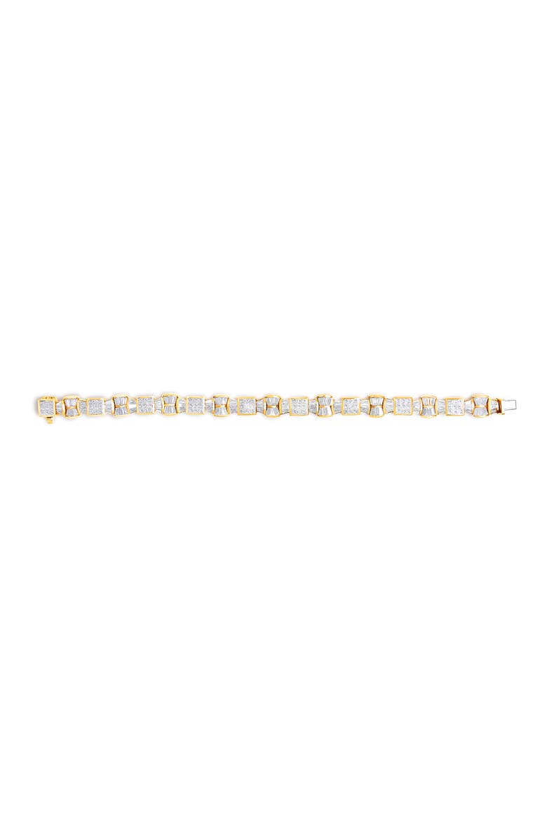 14K Yellow Gold 9 7/8 Cttw Princess and Baguette Diamond Bow and Box Link Tennis Bracelet, Alternate, color, Yellow Gold
