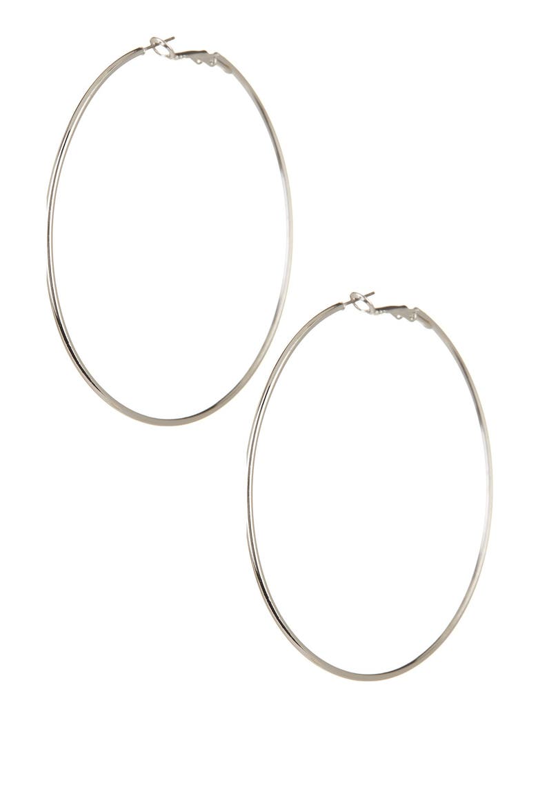 Basic 71mm Hoop Earrings, Main, color, RHODIUM