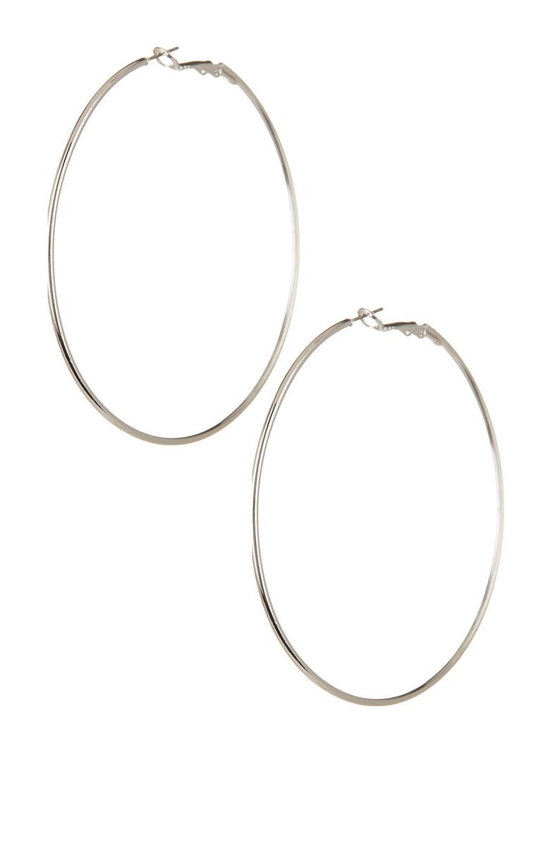 NORDSTROM RACK Basic 71mm Hoop Earrings, Main, color, Rhodium