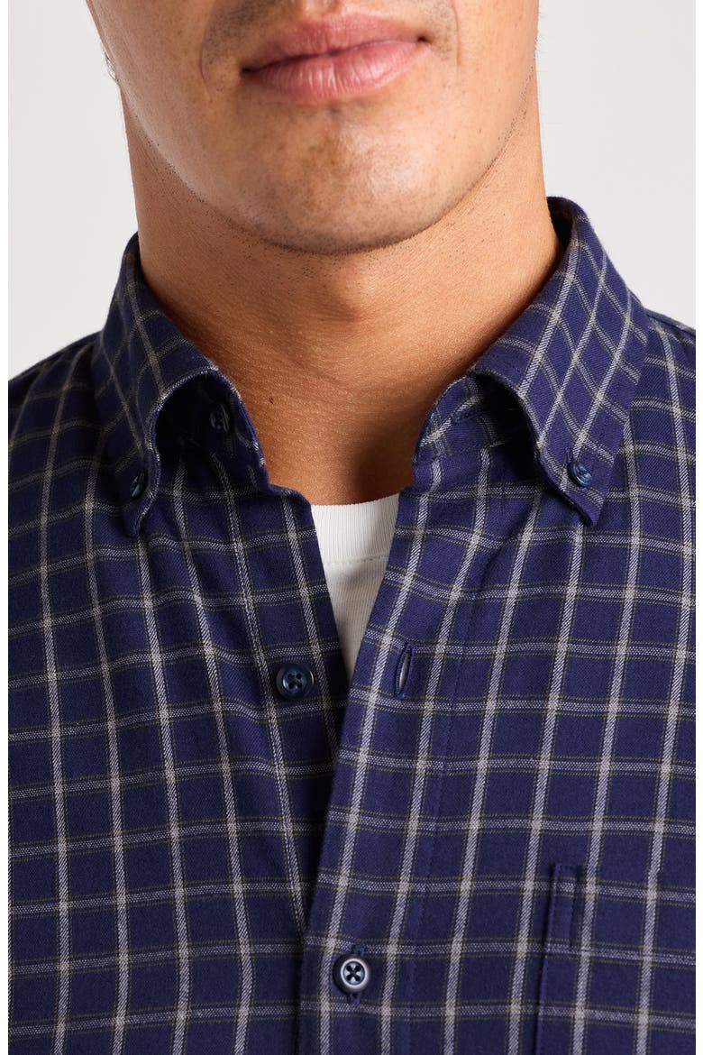 Everyday Lightweight Flannel Plaid Button-Up Shirt, Alternate, color, NAVY BLUE RUFUS PLAID