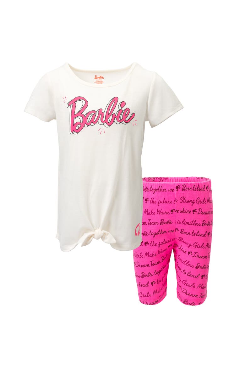 T-Shirt & Bike Shorts Set, Main, color, pink / white