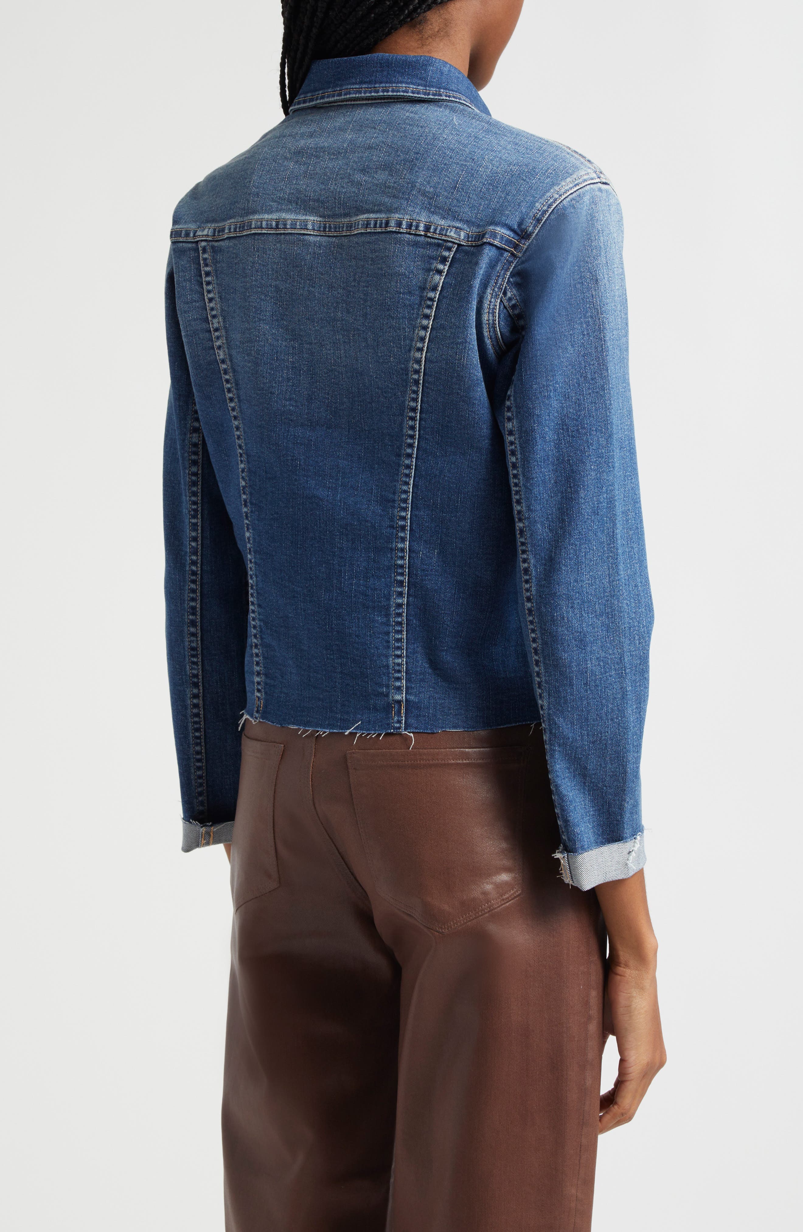 Janelle Slim Raw Edge Denim Jacket - image 2