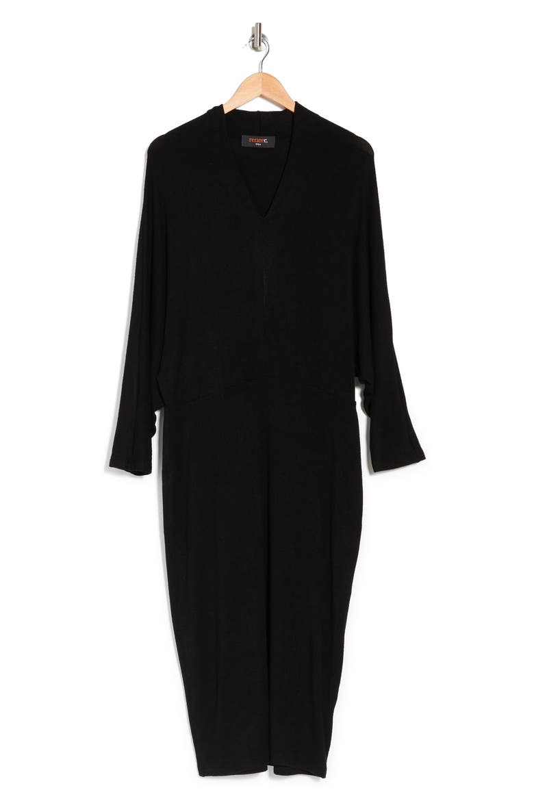 Dolman Sleeve Sweater Dress, Alternate, color, BLACK