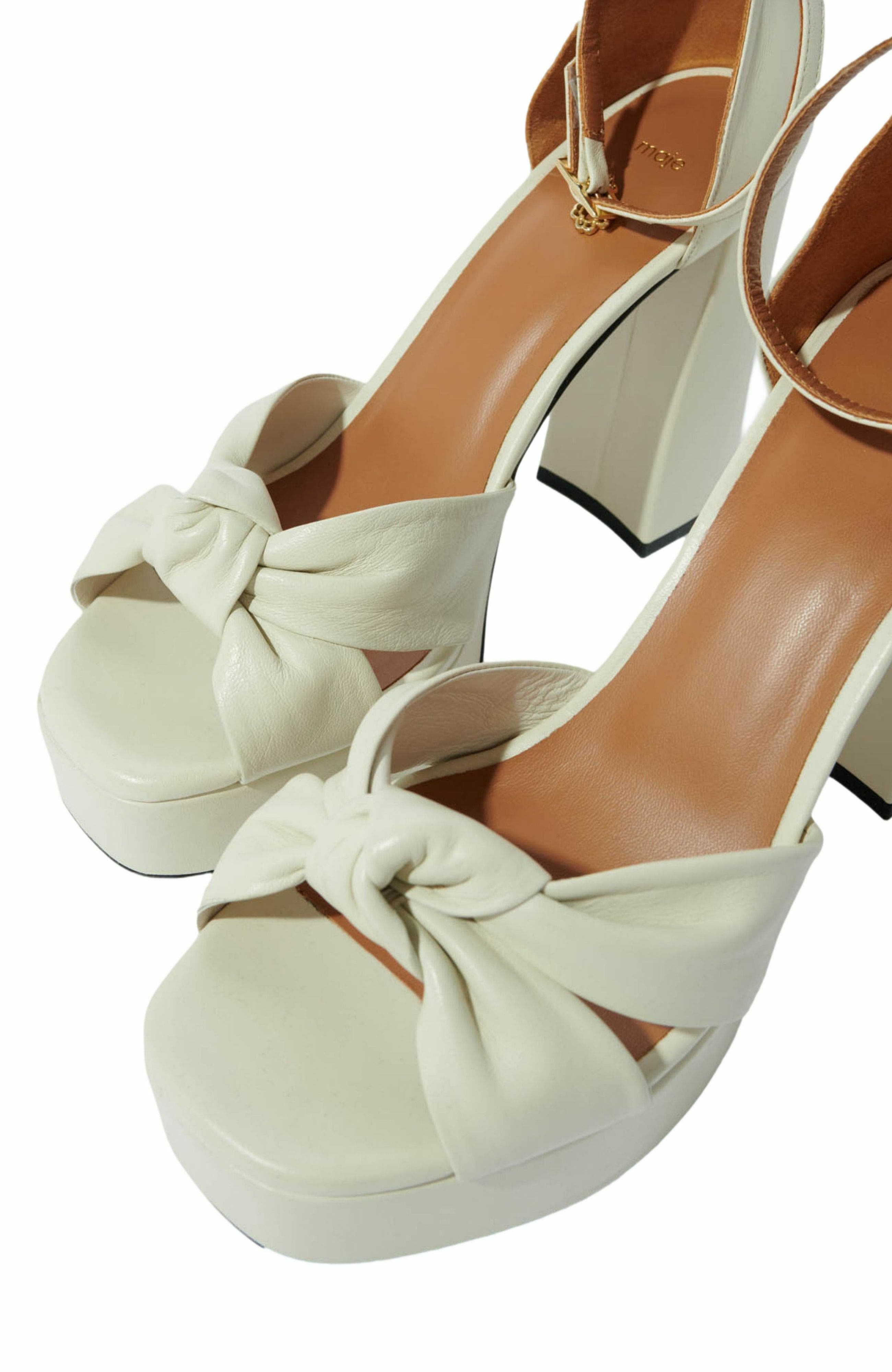 maje Leather platform sandals, Alternate, color, 