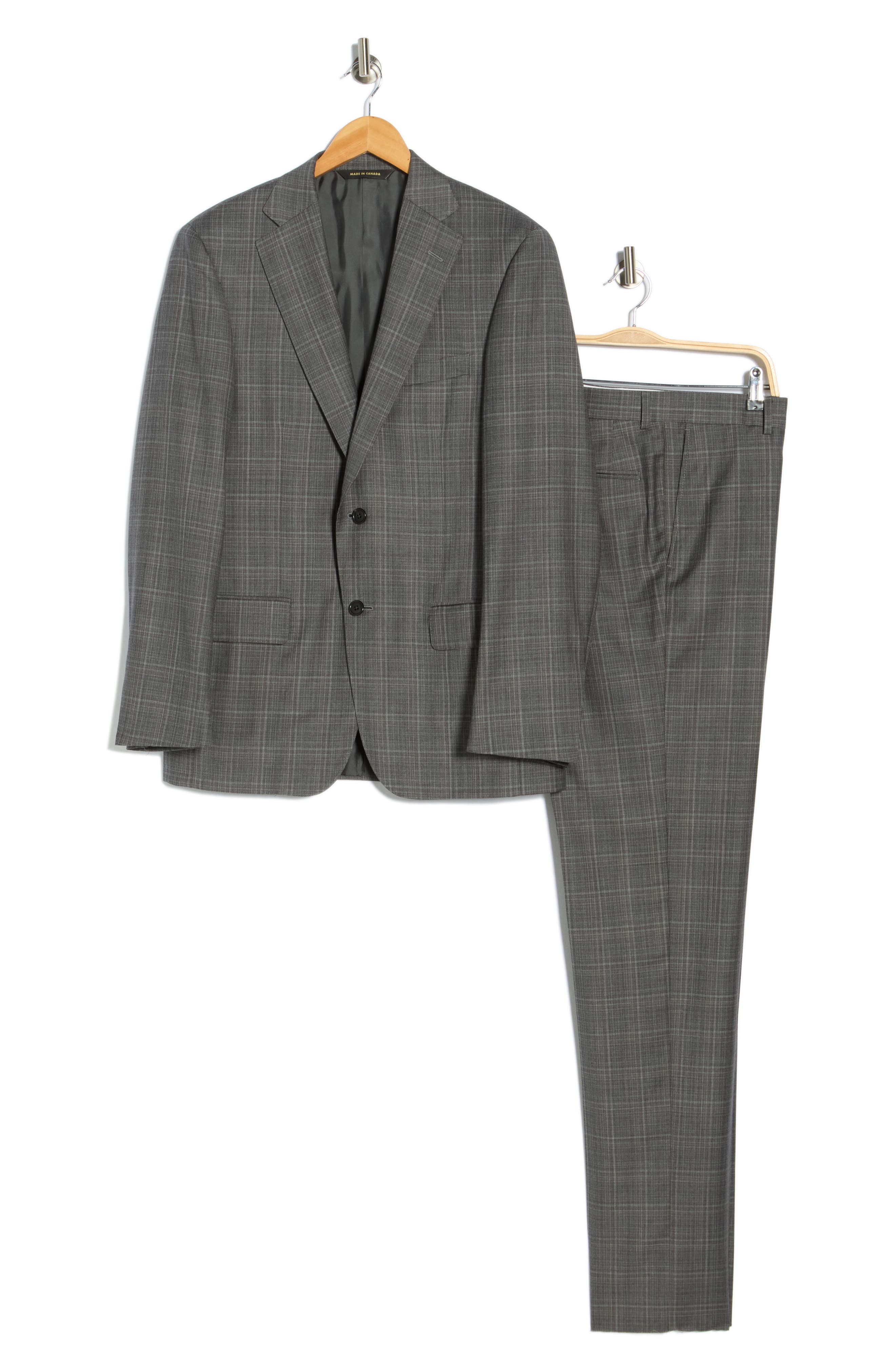 Heritage Gold Grey Plaid Classic Fit Super 130s Wool Suit
