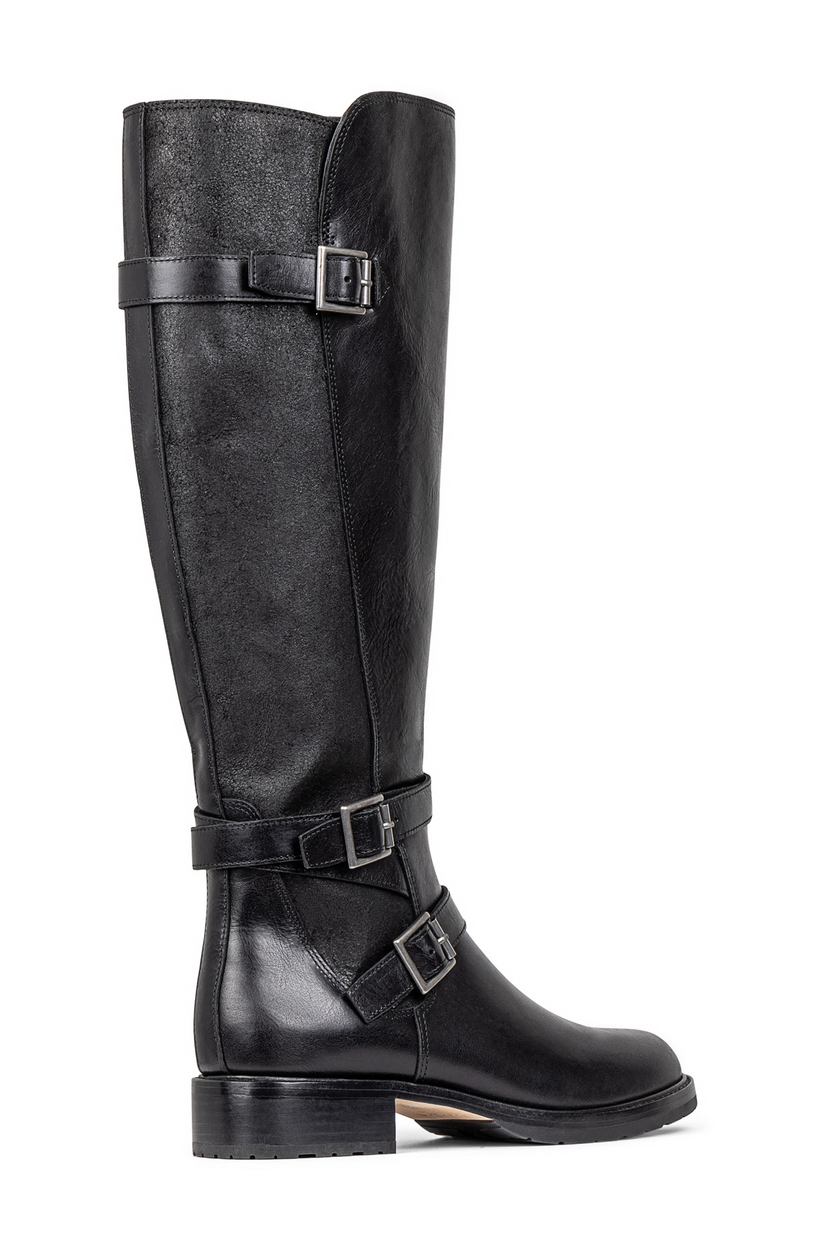 Donald Pliner Carlota Knee High Moto Boot, Alternate, color, Black
