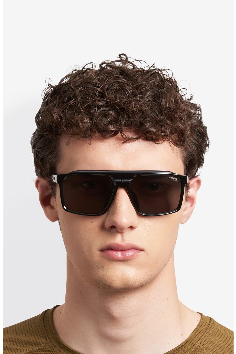 C Sport 59mm Rectangular Sunglasses, Alternate, color, BLACK/ GREY PZ