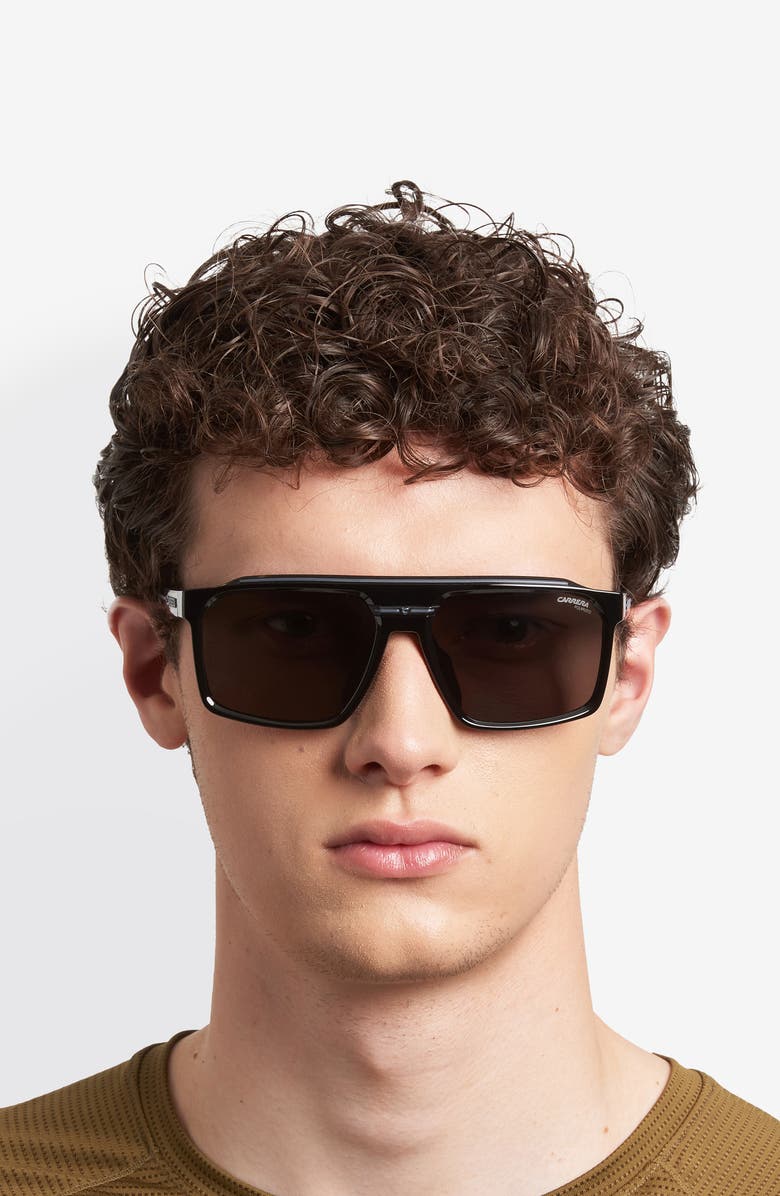 Carrera Eyewear C Sport 59mm Rectangular Sunglasses, Alternate, color, Black/ Grey Pz