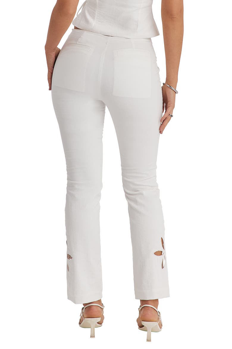 Floral Cutout Lace-Up Straight Leg Pants, Alternate, color, CLOUD
