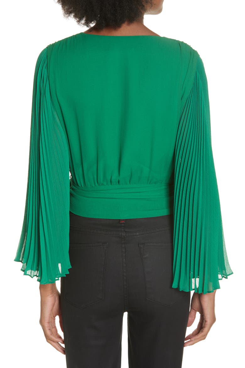 Bray Pleat Sleeve Wrap Top, Alternate, color, JUNIPER