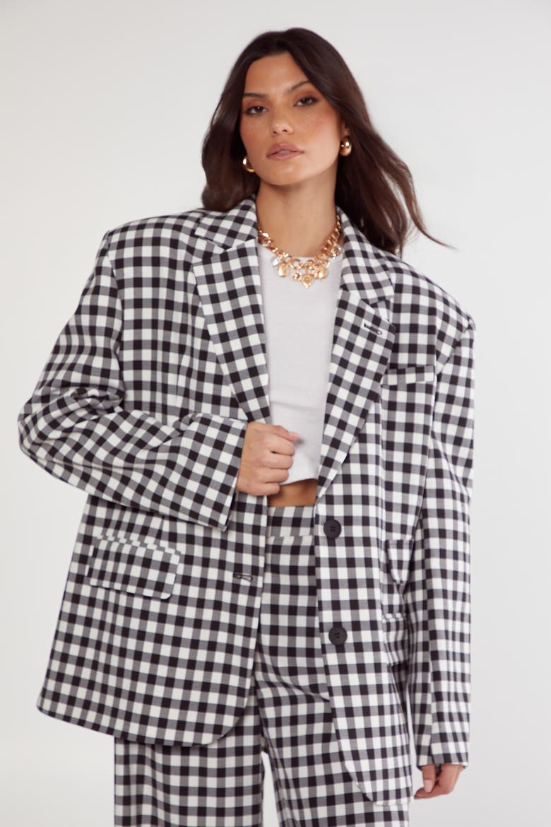 Gingham Tailored Blazer, Main, color, Mono