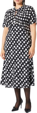 Marina Rinaldi Zuai Dot Print Silk Crêpe de Chine Dress