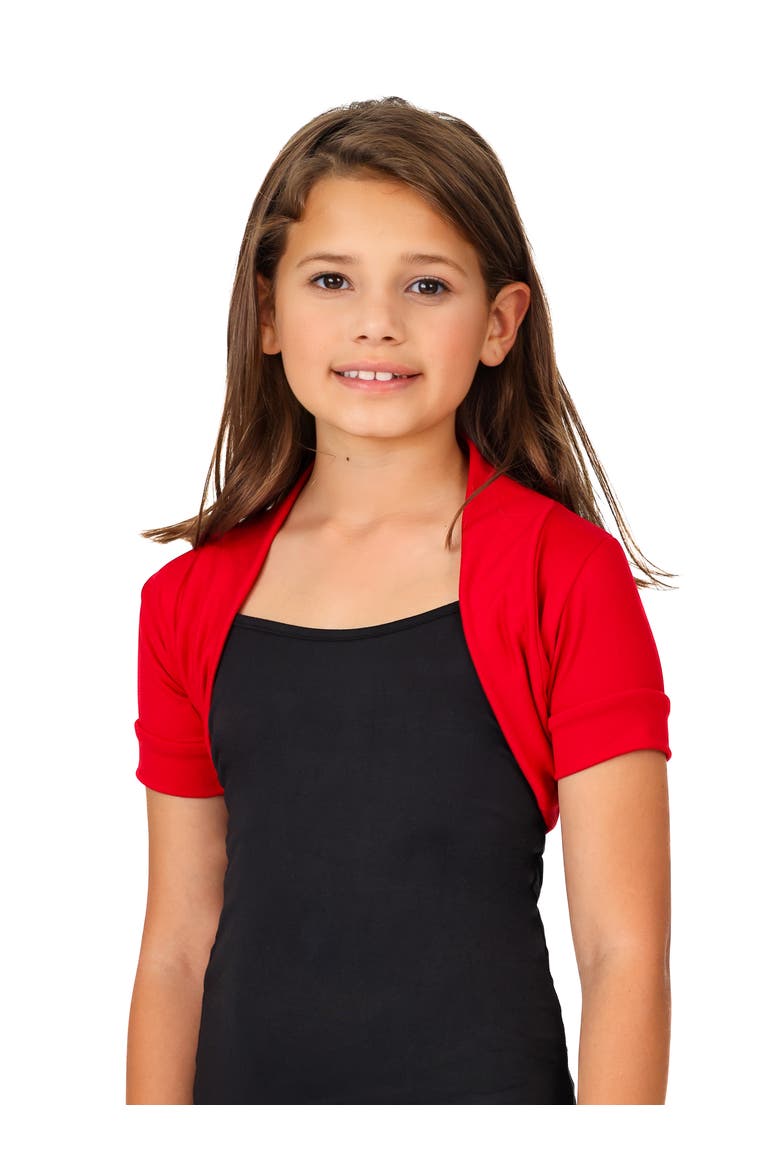 Open Front short Sleeve Cropped Bolero Shrug, Alternate, color, Red