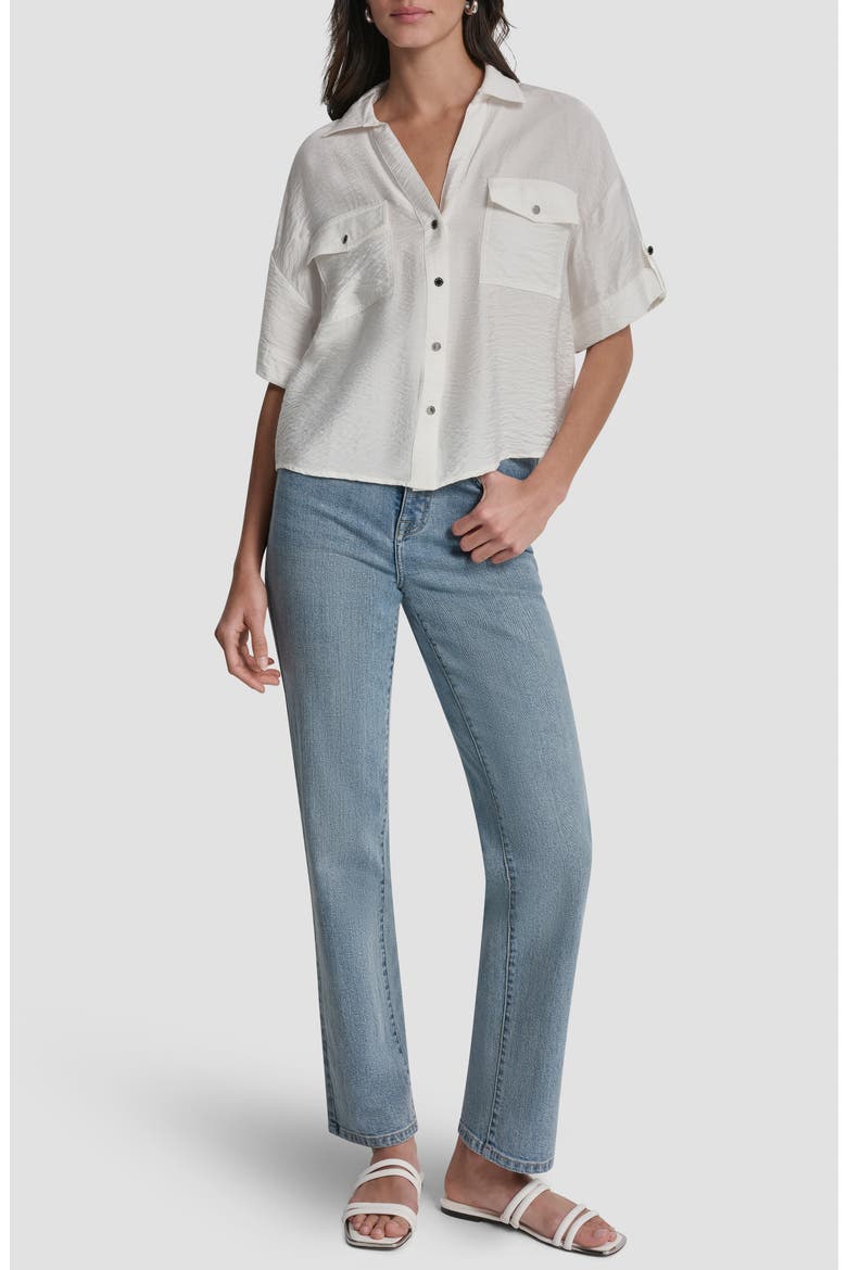 Short Sleeve Roll Tab Shirt, Alternate, color, IVORY