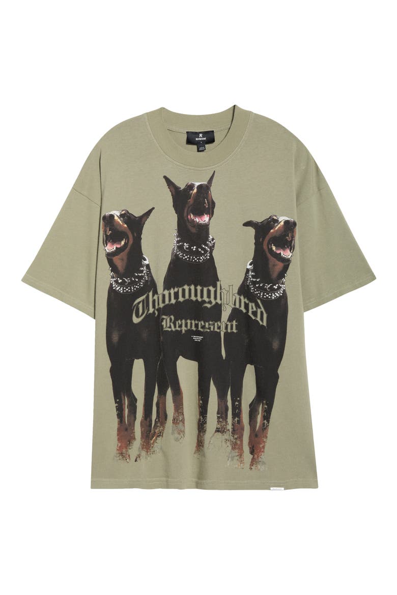 Thoroughbred Oversize Cotton Graphic T-Shirt, Alternate, color, KHAKI