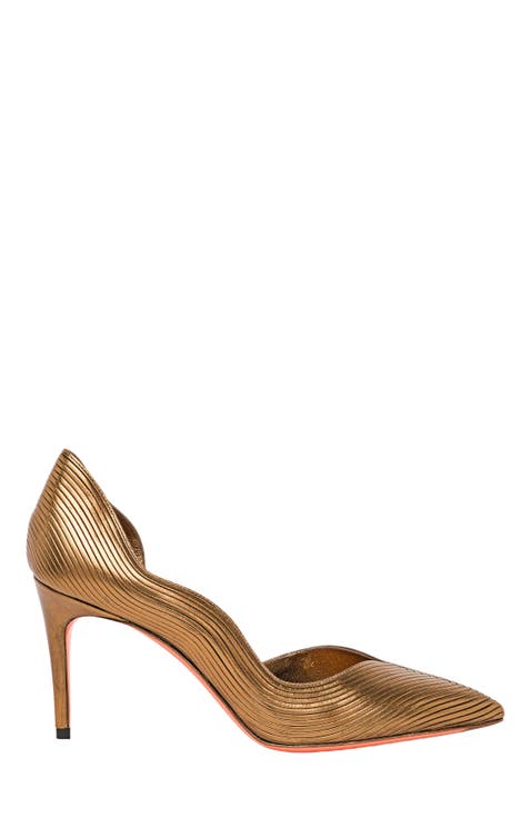Women's leather high-heel pump