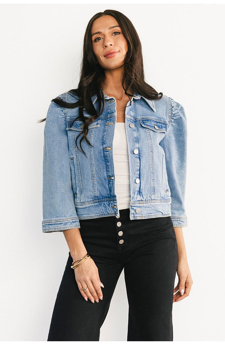 Baltic Børn Inés Denim Jacket, Main, color, Medium Wash