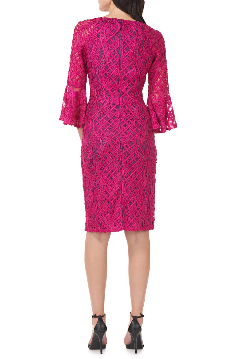 JS Collections Bell Sleeve Soutache Cocktail Dress, Alternate, color, 