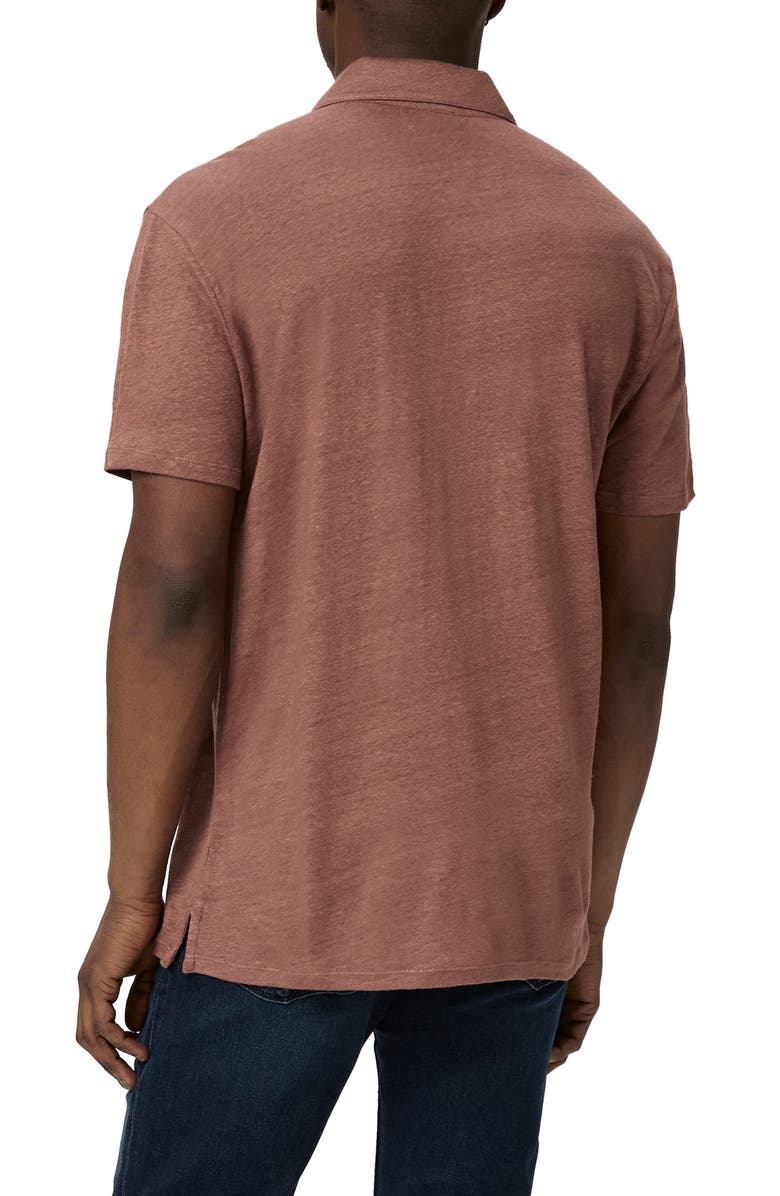 PAIGE Shelton Slub Linen & Cotton Polo, Alternate, color, Barrel Wood