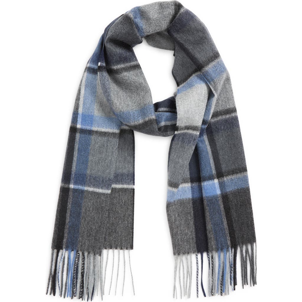 Andrew Stewart Plaid Cashmere Scarf In Blue