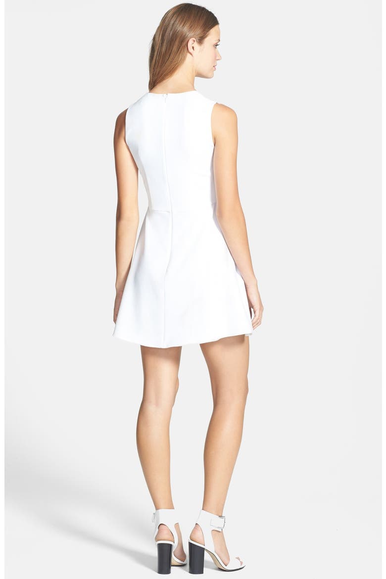 'Feather Ruth' Ponte Fit & Flare Dress, Alternate, color, WHITE