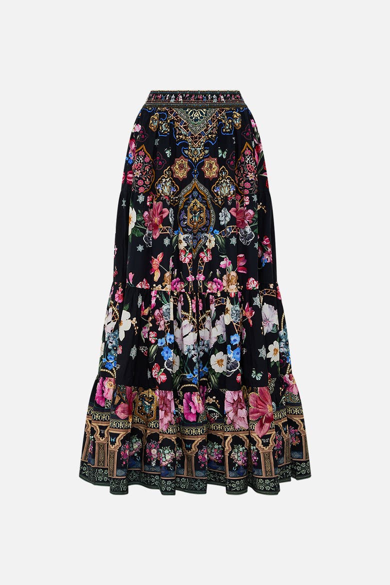 Tiered Maxi Skirt Midnight In Monserrate, Alternate, color, Midnight In Monserrate
