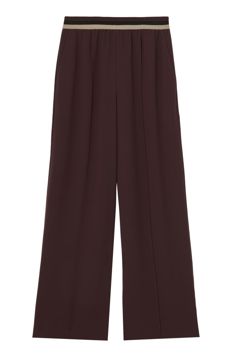 Reiss Sonnie Stripe Waist Wide Leg Pants, Alternate, color, Burgundy