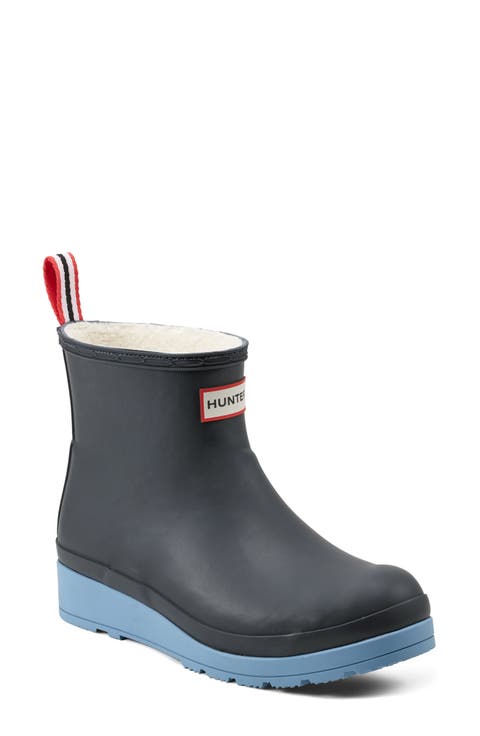 Play Short Faux Shearling Lined Waterproof Rain Boot (Women)