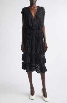 Tiered Ruffle Polka Dot Mesh Dress