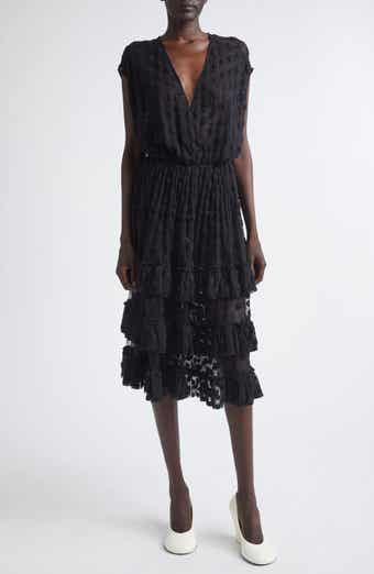 Tiered Ruffle Polka Dot Mesh Dress