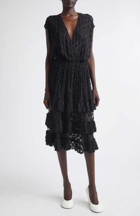 Tiered Ruffle Polka Dot Mesh Dress