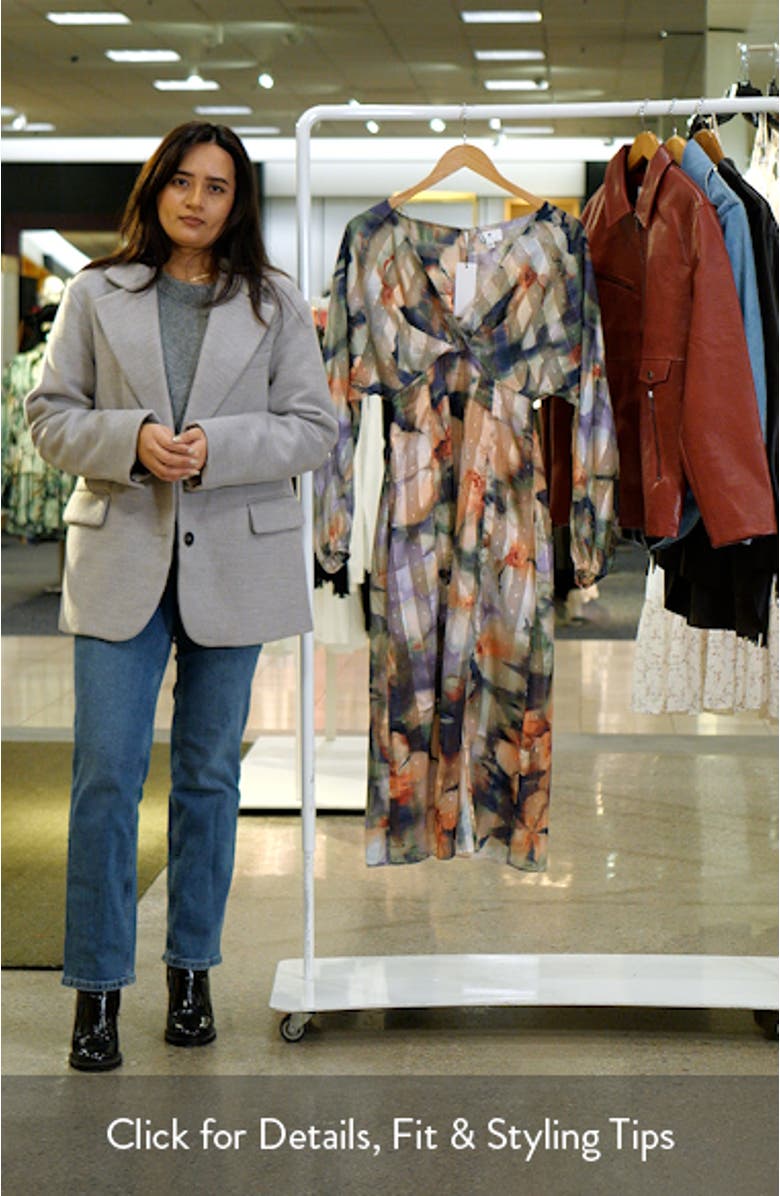 Metallic Mixed Print Long Sleeve Midi Dress, sales video thumbnail